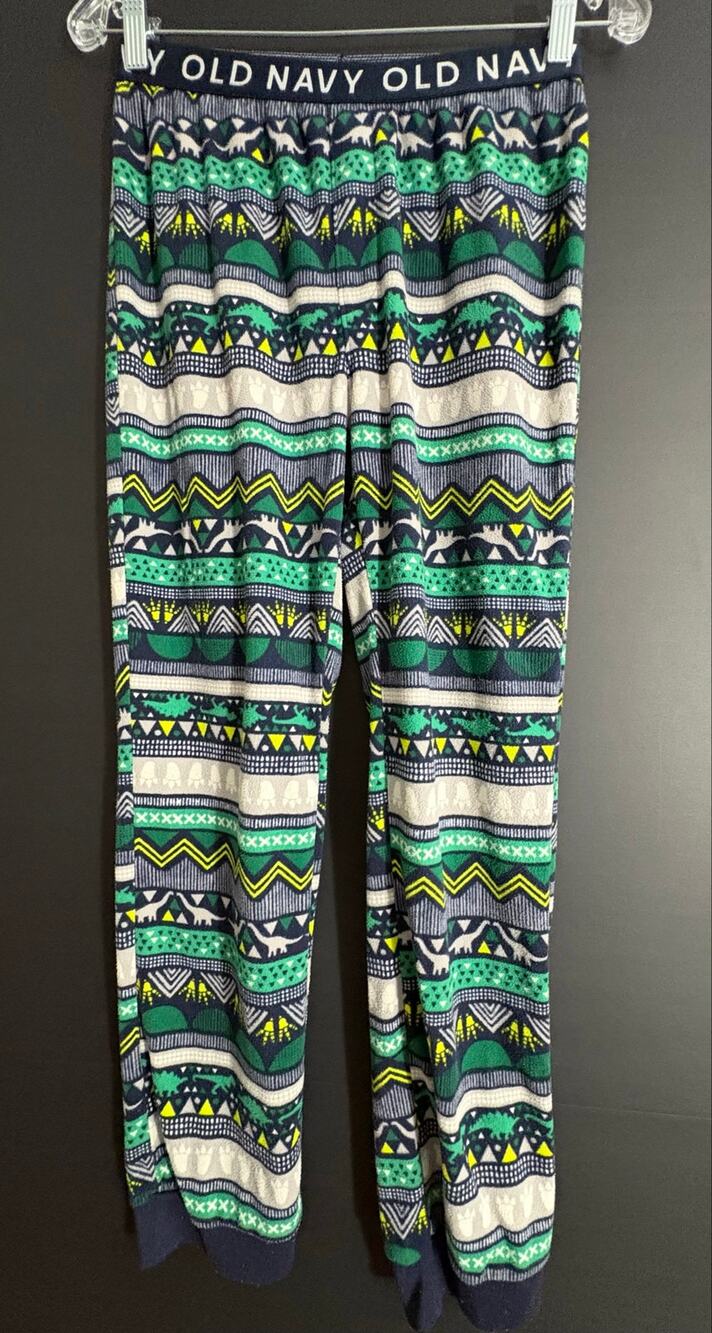 Old Navy Boys XL 14-16 Fleece Pajama Pants Dinosaur Fair Isle Cozy Lounge